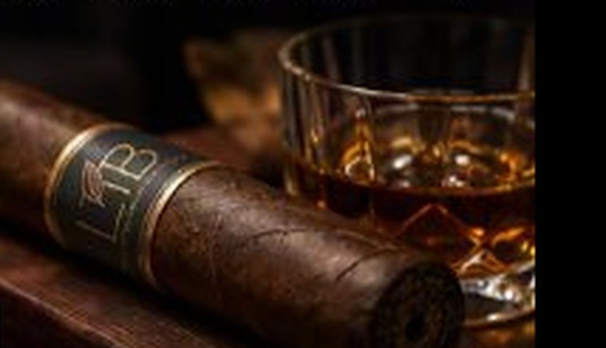 Legacy Tobacco Brands cigar with charcoal and gold band